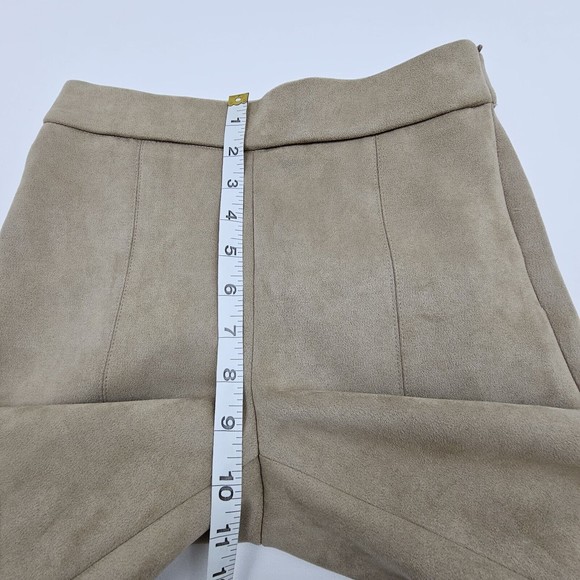 Zara Women Faux Suede Leggins Size Small Color Brown Tan Elastic Waistband Comfy - Picture 8 of 13